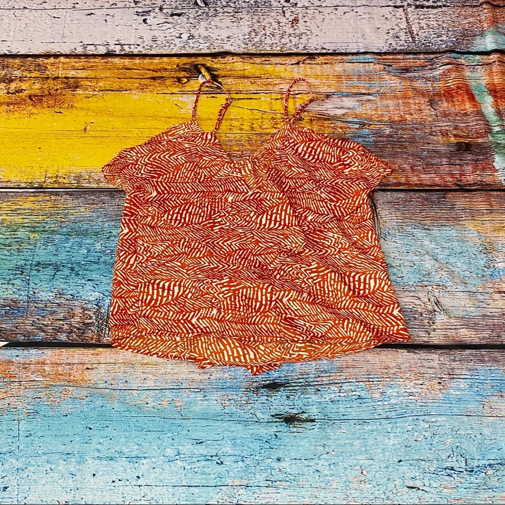 Greylin Pattern Ruffle Spaghetti Tank  Size Small - Picture 4 of 8